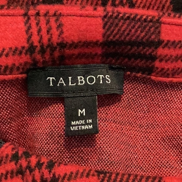 Talbots Tartan Plaid Shift Dress Size M Red Long Sleeve - Picture 6 of 7